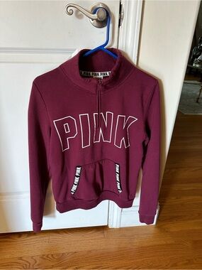 PINK Victoria's Secret Burgundy Quarter-Zip Sweatshirt